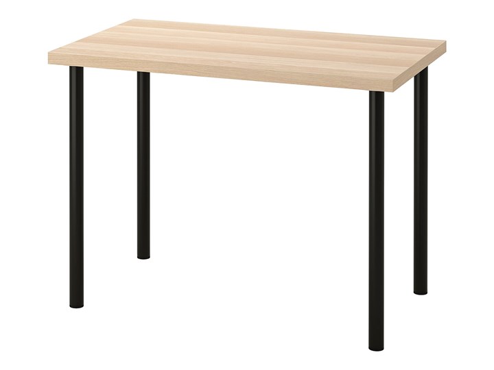 IKEA LINNMON / ADILS Biurko, Dąb bejcowany na biało/czarny, 100x60 cm