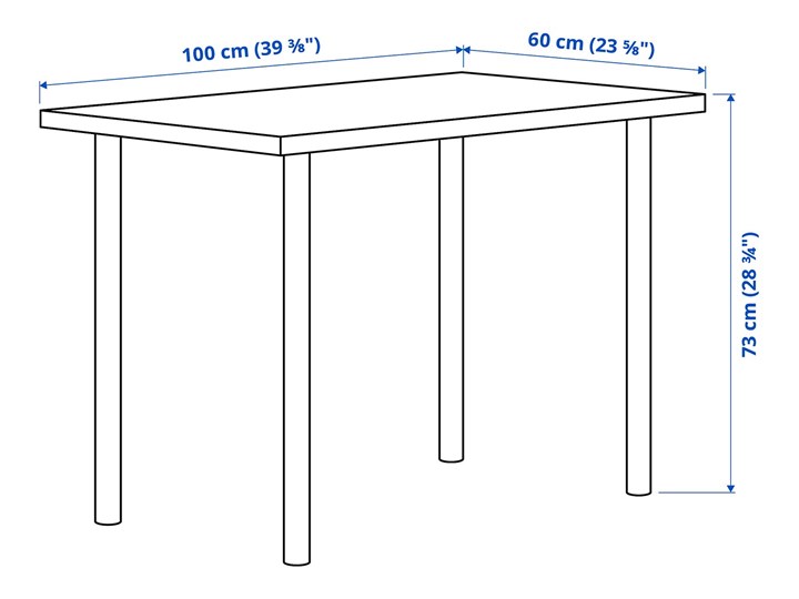 IKEA LINNMON / ADILS Biurko, Dąb bejcowany na biało/czarny, 100x60 cm Szerokość 100 cm Płyta MDF Kategoria Biurka