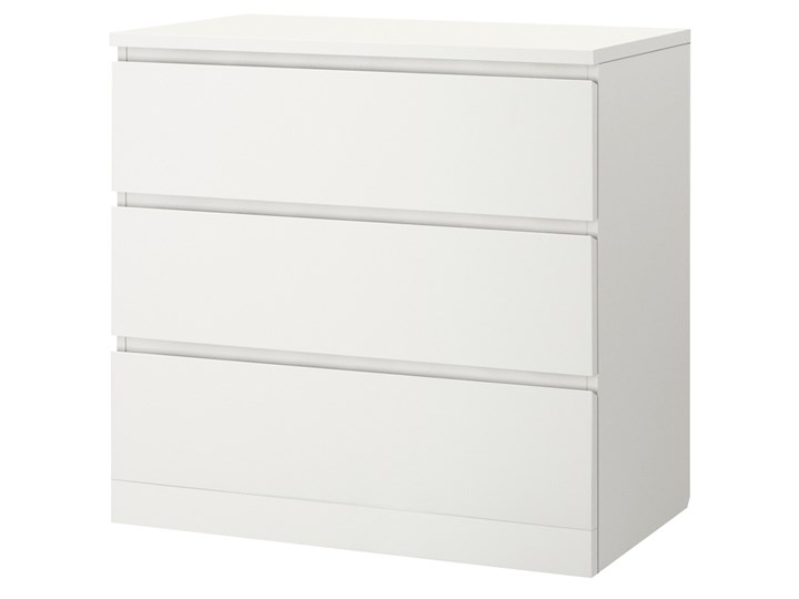 IKEA MALM Komoda, 3 szuflady, Biały, 80x78 cm Szerokość 80 cm Płyta MDF Pomieszczenie Sypialnia