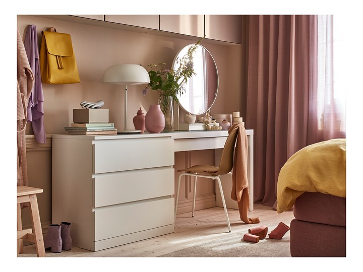 IKEA MALM Komoda, 3 szuflady, Biały, 80x78 cm Płyta MDF Szerokość 80 cm Pomieszczenie Sypialnia