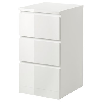 IKEA MALM Komoda, 3 szuflady, połysk biały, 40x78 cm
