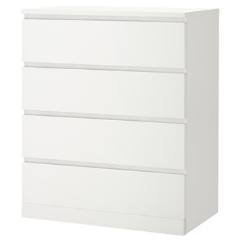 IKEA MALM Komoda, 4 szuflady, Biały, 80x100 cm