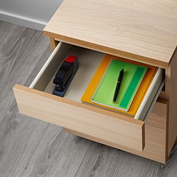 IKEA MALM Komoda na kółkach, Imitacja dębu bejcowanego na biało, 42x59 cm