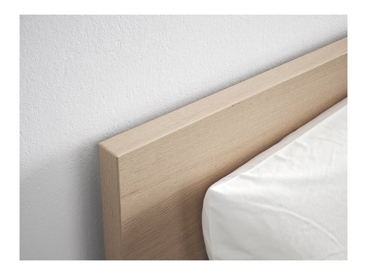 IKEA MALM Rama łóżka, wysoka, Okleina dębowa bejcowana na biało, 90x200 cm Płyta MDF Drewno Kolor Biały