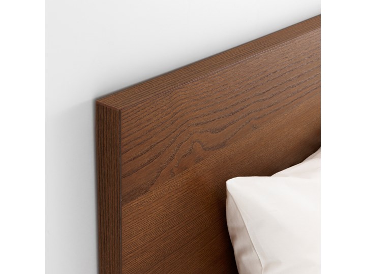 IKEA MALM Rama łóżka z 2 pojemnikami, Brązowa bejca okleina jesionowa, 160x200 cm Drewno Kolor Brązowy Łóżko drewniane Kolor Szary