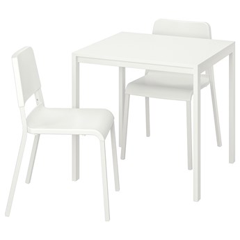 IKEA MELLTORP / TEODORES Stół i 2 krzesła, biały/biały, 75x75 cm