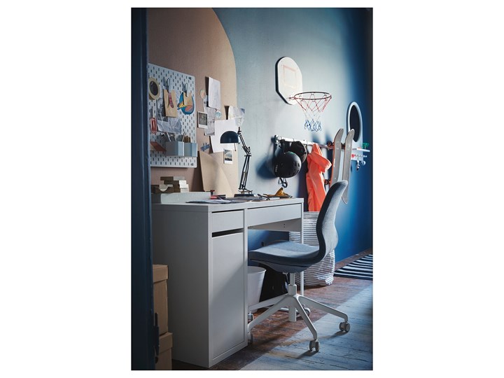 IKEA MICKE Biurko, Biały, 105x50 cm Płyta MDF Szerokość 105 cm Kategoria Biurka