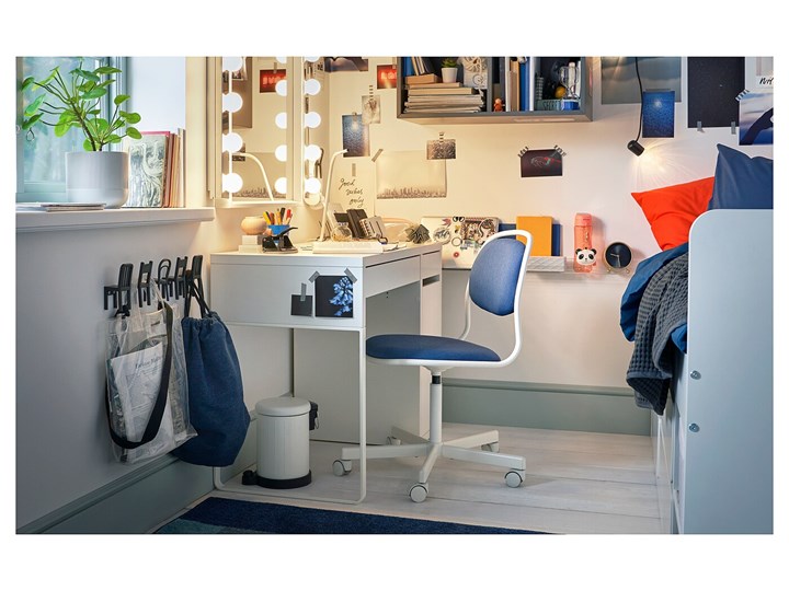 IKEA MICKE Biurko, Biały, 105x50 cm Płyta MDF Szerokość 105 cm Kategoria Biurka