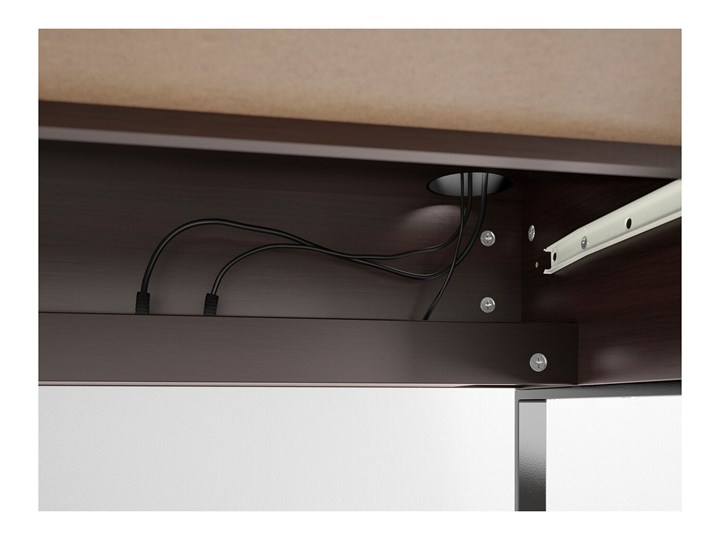 IKEA MICKE Biurko, Czarnobrąz, 142x50 cm Biurko tradycyjne Płyta MDF Stal Szerokość 142 cm Kategoria Biurka Pomieszczenie Biuro