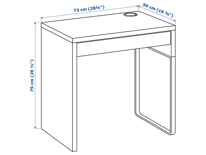 IKEA MICKE Biurko, Czarnobrąz, 73x50 cm Głębokość 73 cm Płyta MDF Szerokość 73 cm Kolor Czarny
