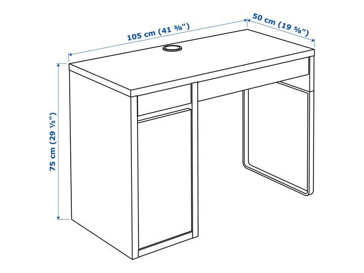 IKEA MICKE Biurko, Czarnobrąz, 105x50 cm Płyta MDF Szerokość 105 cm Kolor Czarny