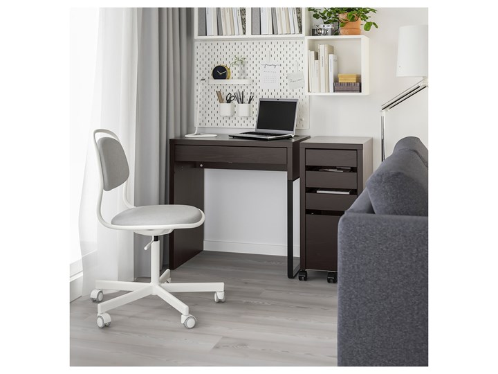 IKEA MICKE Biurko, Czarnobrąz, 73x50 cm Głębokość 73 cm Płyta MDF Szerokość 73 cm Kolor Czarny Kategoria Biurka