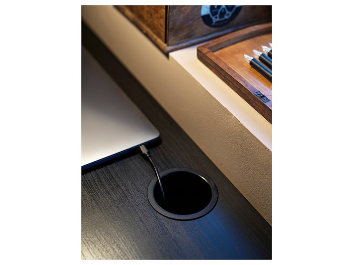 IKEA MICKE Biurko, Czarnobrąz, 105x50 cm Płyta MDF Szerokość 105 cm Kolor Czarny Kategoria Biurka