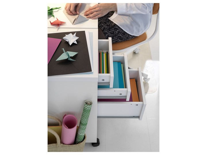 IKEA MICKE Komoda na kółkach, Biały, 35x75 cm Pomieszczenie Biuro i pracownia Płyta meblowa Płyta laminowana Płyta MDF Kategoria Szafki i regały
