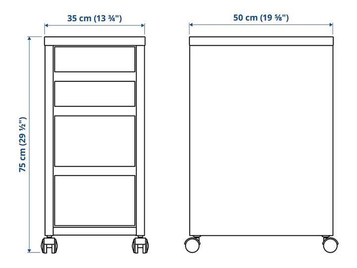 IKEA MICKE Komoda na kółkach, Biały, 35x75 cm Pomieszczenie Biuro i pracownia Płyta laminowana Płyta meblowa Płyta MDF Kategoria Szafki i regały