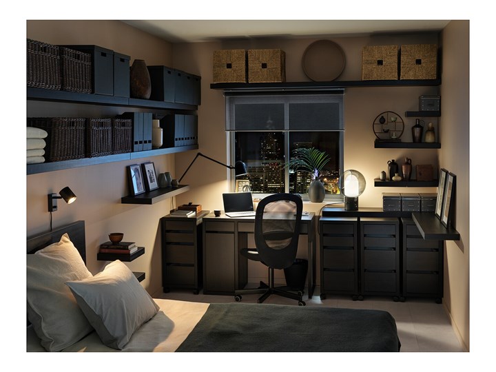 IKEA MICKE Komoda na kółkach, Czarnobrąz, 35x75 cm Płyta meblowa Płyta MDF Kolor Czarny Płyta laminowana Kategoria Szafki i regały