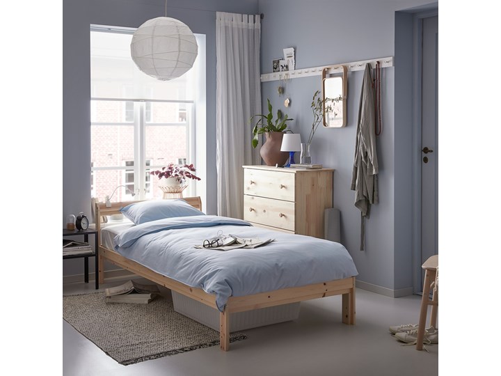 IKEA NEIDEN Rama łóżka, sosna, 90x200 cm Kategoria Łóżka do sypialni Łóżko drewniane Drewno Pojemnik na pościel Bez pojemnika