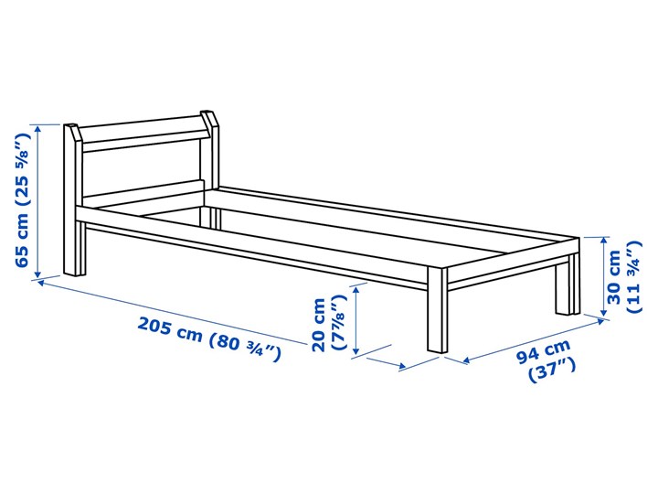 IKEA NEIDEN Rama łóżka, sosna, 90x200 cm Łóżko drewniane Drewno Pojemnik na pościel Bez pojemnika