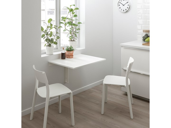 IKEA NORBERG Stolik składany ścienny, biały, 74x60 cm Stal Tworzywo sztuczne Zestaw stolików Funkcje Z półkami Wysokość 43 cm Długość 74 cm Kategoria Stoliki i ławy
