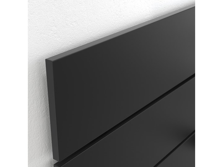 IKEA NORDLI Rama łóżka z pojemnikiem, zagłówek, antracyt, 90x200 cm Pojedyncze Neutralne Tkanina Kategoria Łóżka dla dzieci Kolor Czarny