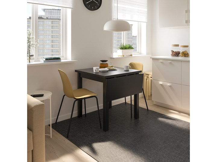 IKEA NORDVIKEN Stół z opuszcz blatem, Czarny, 74/104x74 cm Długość 104 cm Kształt blatu Kwadratowy Drewno Pomieszczenie Stoły do kuchni