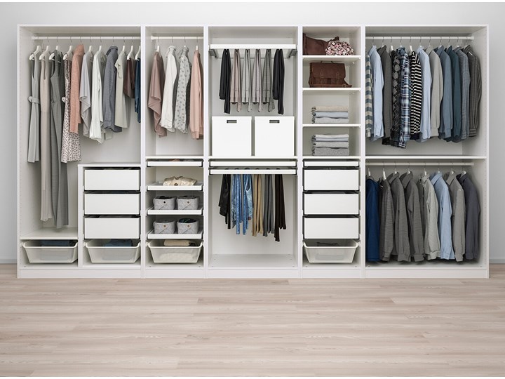 IKEA PAX Kombinacja szafy, biały, 375x58x201 cm Stal Styl Nowoczesny Metal Pomieszczenie Garderoba