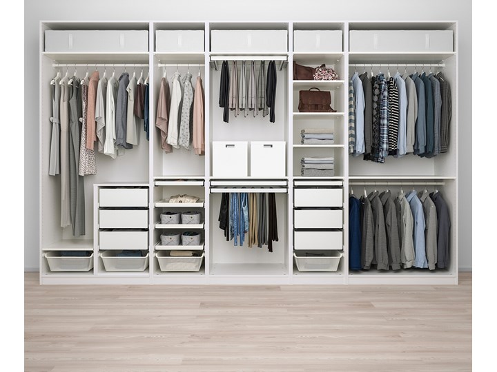 IKEA PAX Kombinacja szafy, biały, 375x58x236 cm Metal Stal Ilość drzwi Bez drzwi Pomieszczenie Garderoba