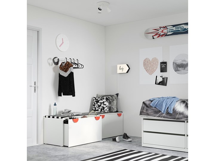 IKEA SMÅSTAD Ławka z pojemnikiem na zabawki, Biały/biały, 90x52x48 cm Kategoria Ławki do salonu