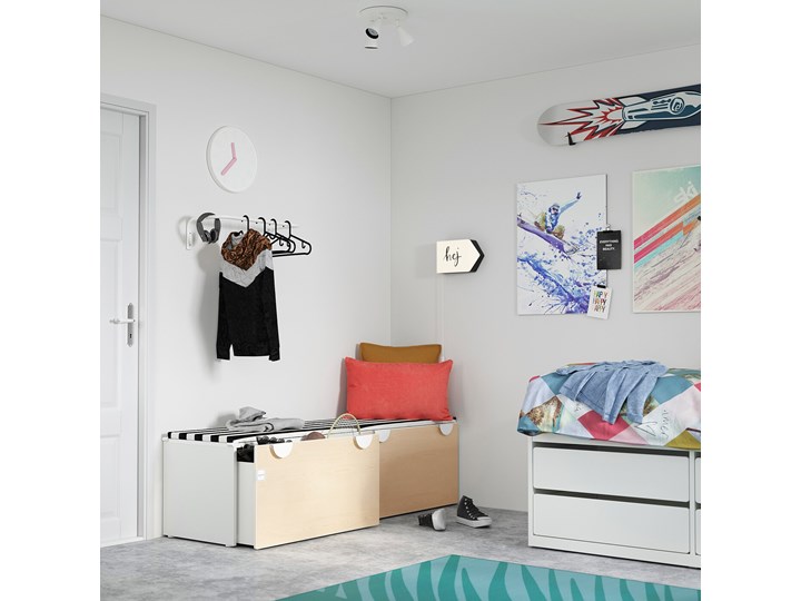IKEA SMÅSTAD Ławka z pojemnikiem na zabawki, Biały/brzoza, 90x52x48 cm Kategoria Ławki do salonu