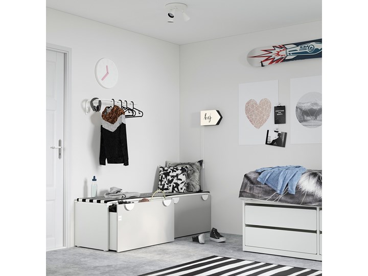 IKEA SMÅSTAD Ławka z pojemnikiem na zabawki, Biały/szary, 90x52x48 cm Kategoria Ławki do salonu