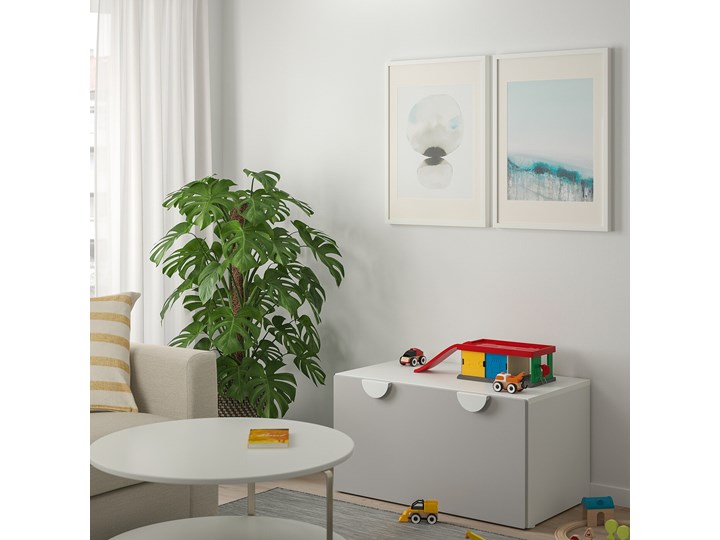 IKEA SMÅSTAD Ławka z pojemnikiem na zabawki, Biały/szary, 90x52x48 cm Kategoria Ławki do salonu