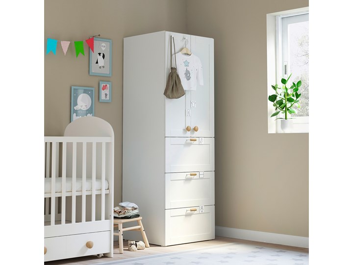 IKEA SMÅSTAD Szafa, Biały biała rama/z 3 szufladami, 60x57x181 cm Płyta MDF Kategoria Szafy do garderoby Ilość drzwi Dwudrzwiowe