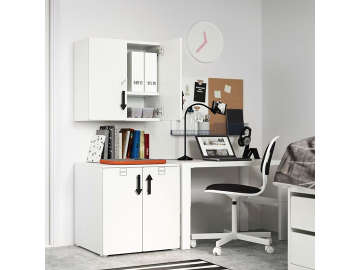 IKEA SMÅSTAD Szafka ścienna, Biały szary/z 1 półką, 60x32x60 cm Płyta meblowa Płyta laminowana Płyta MDF Kategoria Szafki i regały