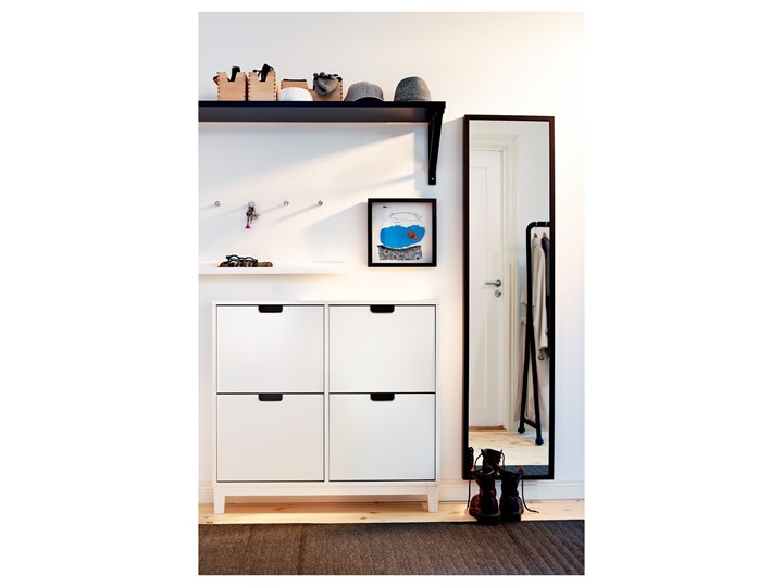 IKEA STÄLL Szafka na buty, 4 przegrody, biały, 96x17x90 cm Płyta laminowana Płyta meblowa Płyta MDF Kategoria Szafki i regały