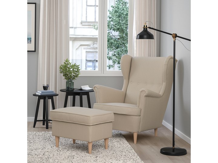 IKEA STRANDMON Fotel uszak, Kelinge beżowy, Szerokość: 82 cm Tkanina Tworzywo sztuczne Drewno Kategoria Fotele do salonu