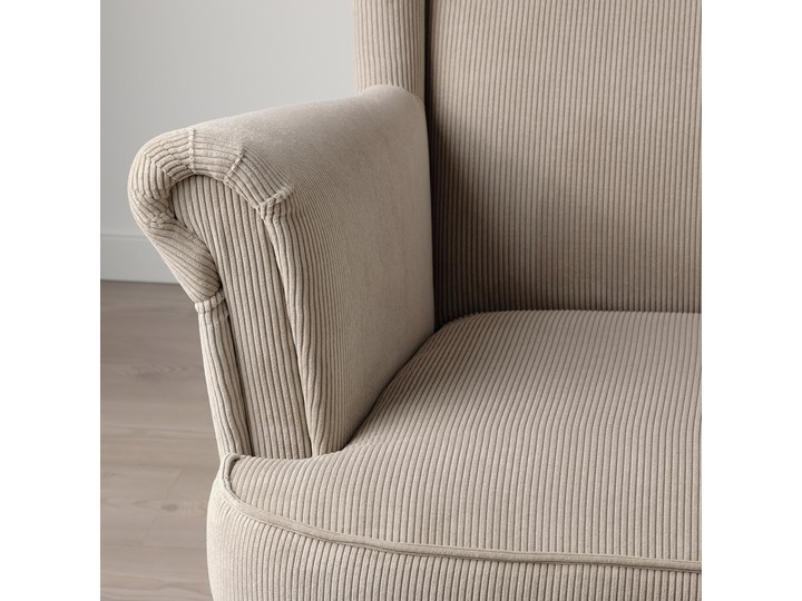 IKEA STRANDMON Fotel uszak, Kelinge beżowy, Szerokość: 82 cm Tkanina Drewno Pomieszczenie Salon Tworzywo sztuczne Kategoria Fotele do salonu