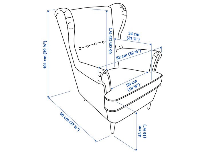 IKEA STRANDMON Fotel uszak, Kelinge beżowy, Szerokość: 82 cm Drewno Tworzywo sztuczne Tkanina Pomieszczenie Salon