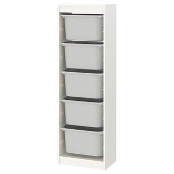 IKEA TROFAST Regał z pojemnikami, Biały/szary, 46x30x145 cm
