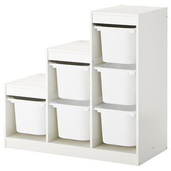 IKEA TROFAST Regał z pojemnikami, Biały, 99x44x94 cm