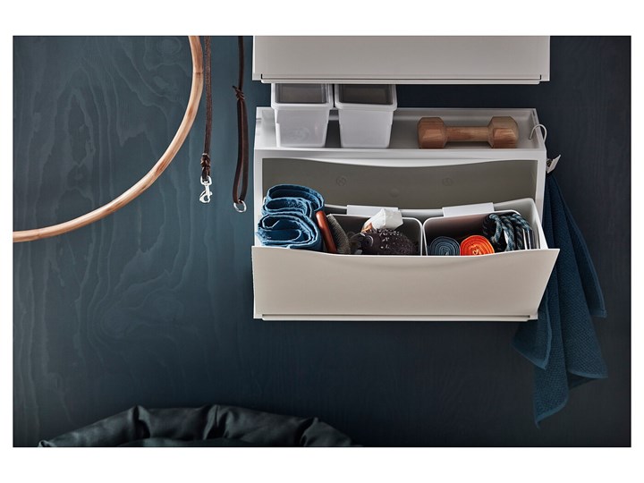 IKEA TRONES Szafka na buty, biały, 52x18x39 cm Tworzywo sztuczne Płyta MDF Pomieszczenie Przedpokój