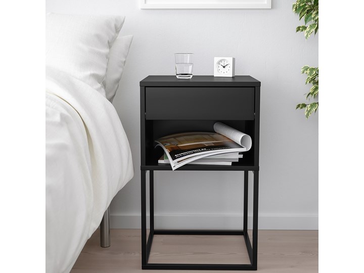 IKEA VIKHAMMER Stolik nocny, Czarny, 40x39 cm Płyta laminowana Typ Nocne Płyta MDF Płyta meblowa Kategoria Szafki i regały