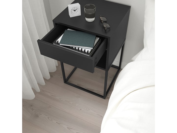 IKEA VIKHAMMER Stolik nocny, Czarny, 40x39 cm Płyta laminowana Płyta meblowa Typ Nocne Płyta MDF Kategoria Szafki i regały