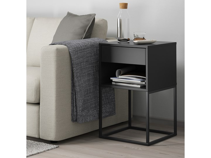 IKEA VIKHAMMER Stolik nocny, Czarny, 40x39 cm Typ Nocne Płyta MDF Płyta laminowana Płyta meblowa Kategoria Szafki i regały