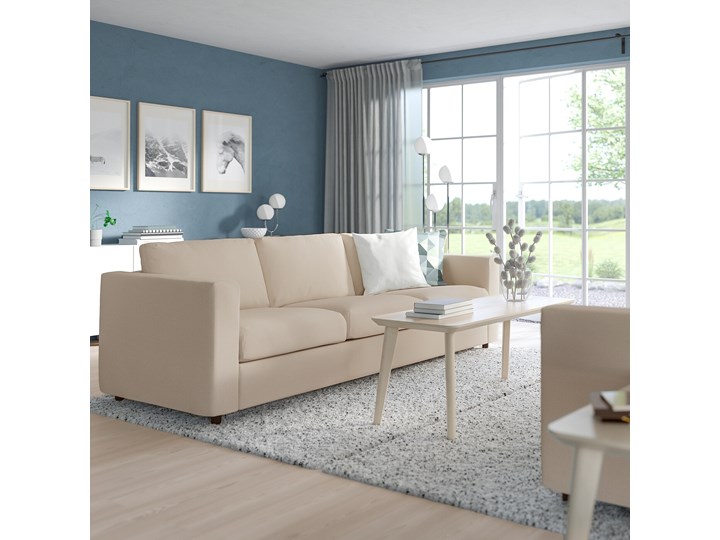 IKEA VIMLE Sofa 3-osobowa, Hallarp beżowy, Wysokość z poduchami oparcia: 83 cm Materiał obicia Tkanina