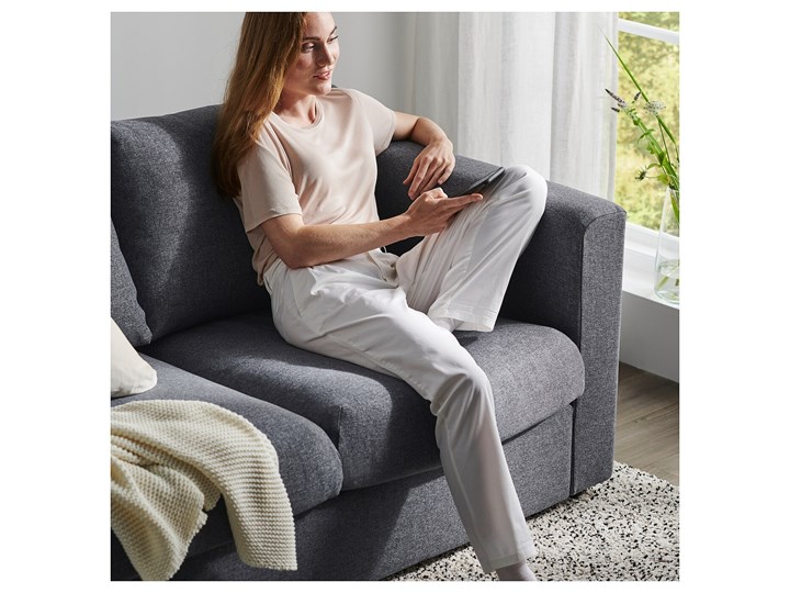 IKEA VIMLE Sofa 3-osobowa, z szezlongiem/Gunnared średnioszary, Wysokość z poduchami oparcia: 83 cm Prawostronne Styl Nowoczesny Kategoria Narożniki