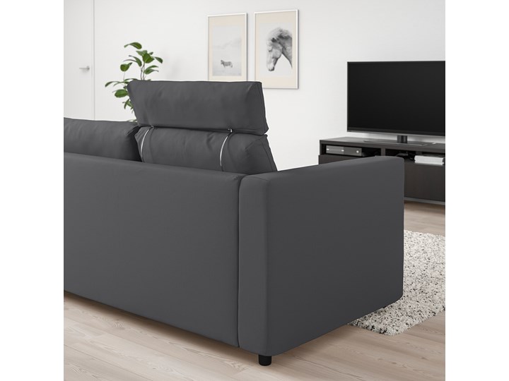 IKEA VIMLE Sofa 3-osobowa, z zagłówkiem/Hallarp szary, Wysokość z zagłówkiem: 103 cm Funkcje Z regulowanymi zagłówkami