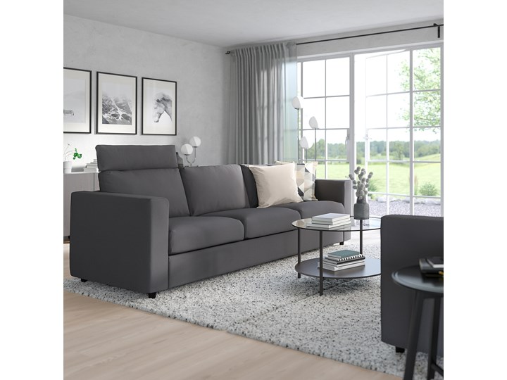 IKEA VIMLE Sofa 3-osobowa, z zagłówkiem/Hallarp szary, Wysokość z zagłówkiem: 103 cm Styl Klasyczny Nóżki Na nóżkach