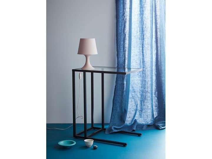 IKEA VITTSJÖ Stolik pod laptopa, Czarnobrąz/szkło, 35x65 cm Tworzywo sztuczne Stal Metal Kolor Czarny