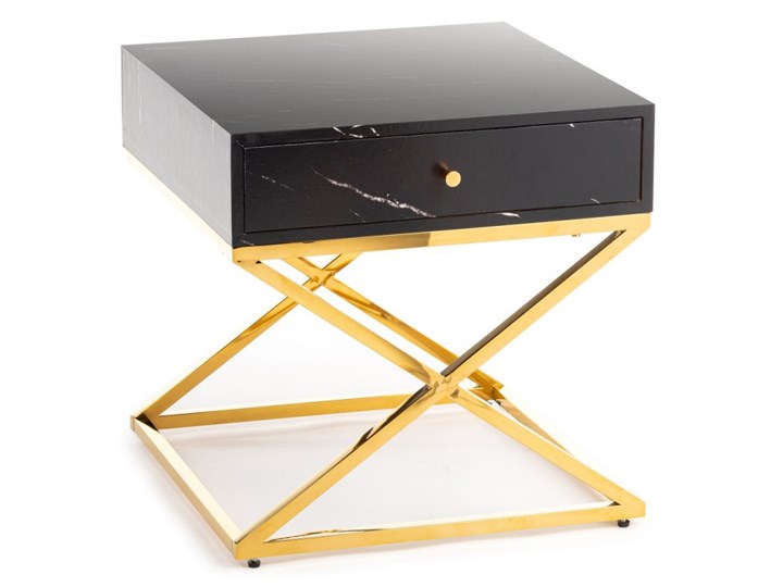 Szafka z szufladą Saliba Gold Dark Drewno Metal Stal Płyta MDF Płyta laminowana Styl Nowoczesny