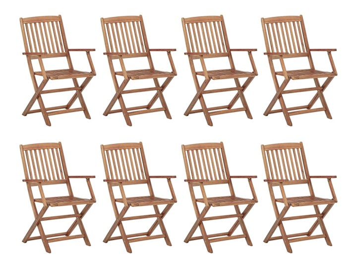 vidaXL Składane krzesła ogrodowe z poduszkami, 8 szt., drewno akacjowe Tworzywo sztuczne Krzesło z podłokietnikami Styl Nowoczesny Krzesło składane Kolor